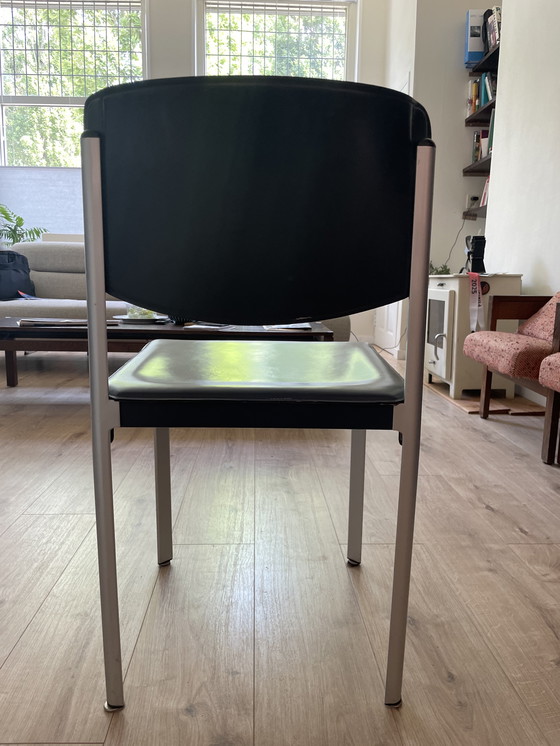 Image 1 of 4x Matteo Grassi eetkamerstoelen donkerblauw 