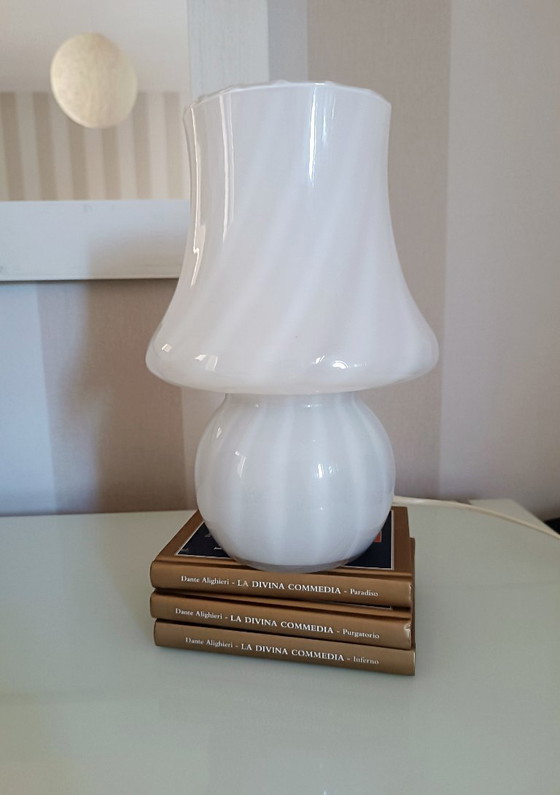 Image 1 of MURANO Vintage "Fungo" Bedside Lamp in Swirl Layered Glass - Mid-Century - Handmade - Made in Italy - Perfect
