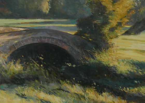 Oude bakstenen brug in Normandië - Gesigneerd olieverfschilderij – Schilderijen & Tekeningen, Canvas (photo 10 of 16)