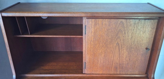 Image 1 of AG Aarhus Sekretär aus Teakholz, 3 Schubladen und versteckter Spiegel, Dänemark 1960er Jahre