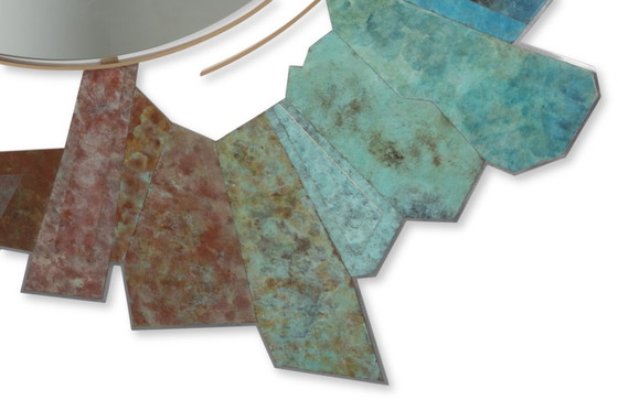 Image 1 of Specchio non strutturato in bronzo e ottone ossidato. Contemporaneo.