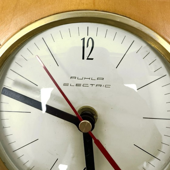 Image 1 of Ruhla Electric Vintage Mantel Clock, 1970s, Mid-Century Design Wood