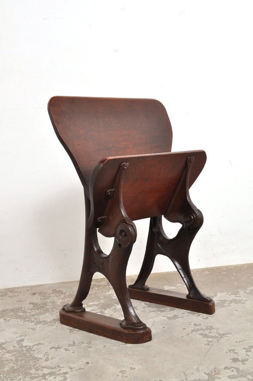 Antique Conductor's Seat in Chestnut, 1890s