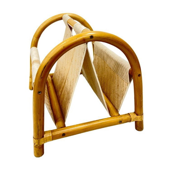 Image 1 of Vintage bamboe tijdschriftenrek – boho-stijl / Mid-Century Modern, jaren 70