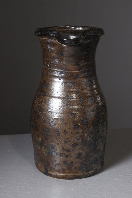 Gustave Tiffoche - Impressive stoneware pyrite pitcher, wood-fired, France, 1960s – Vases, Ceramic (photo 5 of 13)