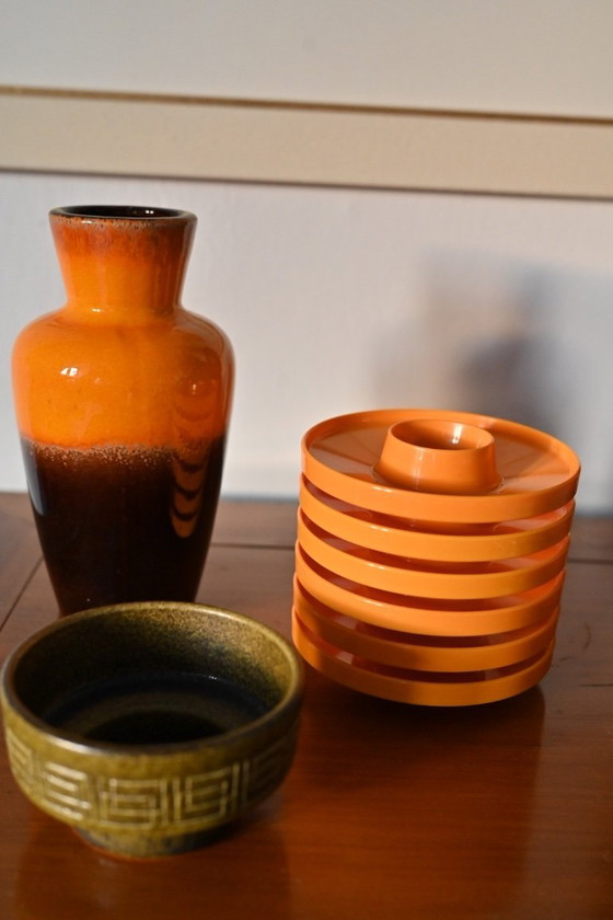 Image 1 of Coffret cadeau vintage - Allemagne de l'Ouest : vase et bougeoir Scheurich - Valon Vintage Popper