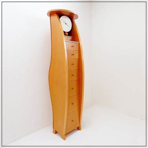 Colonne de tiroirs et horloge vintage 