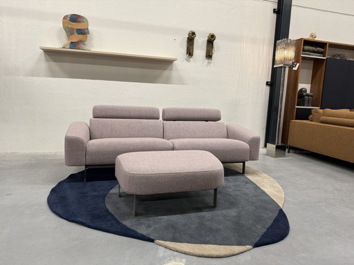 Harvink Custom 3,5 Zits bank met Hocker oud Roze