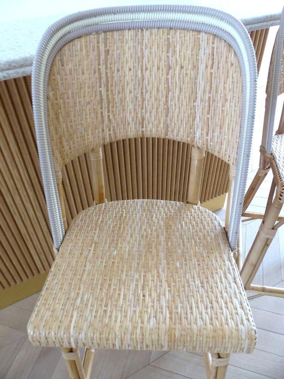 Image 1 of Set van 3 Maison Louis Drucker bistrostoelen in licht Manila-rotan.