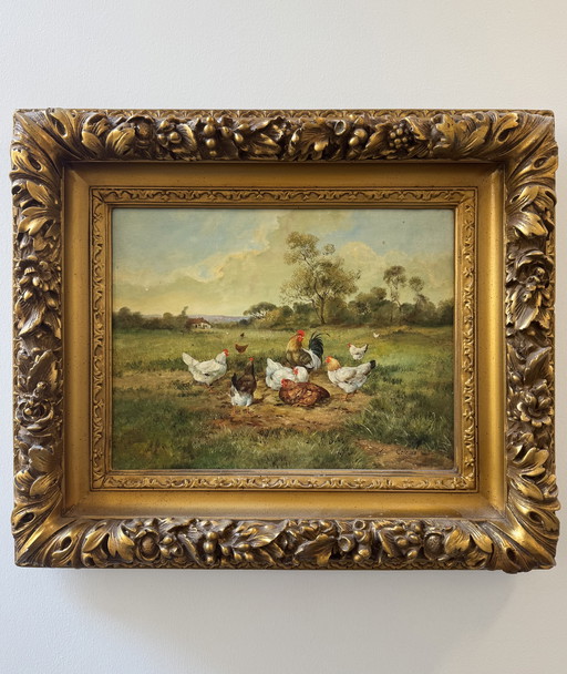 Antique painting of a country scene