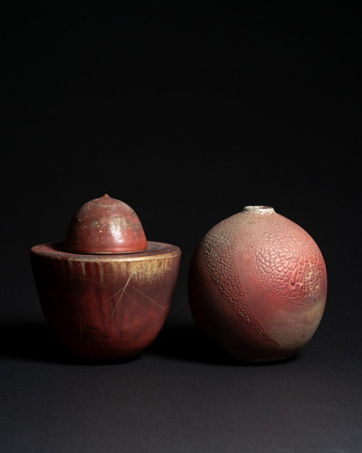 Vase en céramique et boîte à couvercle – Artiste céramiste d'atelier, Allemagne, 2010
