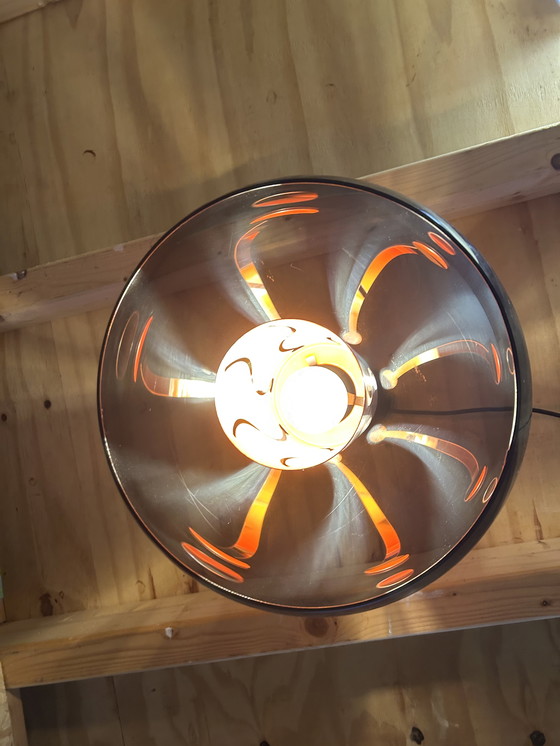 Image 1 of Lampada a sospensione vintage anni '70, stile spaziale, grigio-arancio