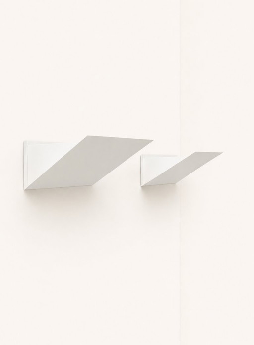 Pair of vintage wall sconces, matte white metal, France, 1970