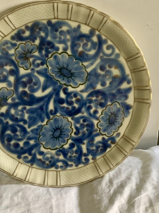 Grote Bernardaud Limoges schaal - "Versailles" model - 31 cm - Polychrome en gouden decoratie - 1900-1927 (photo 6 of 30)