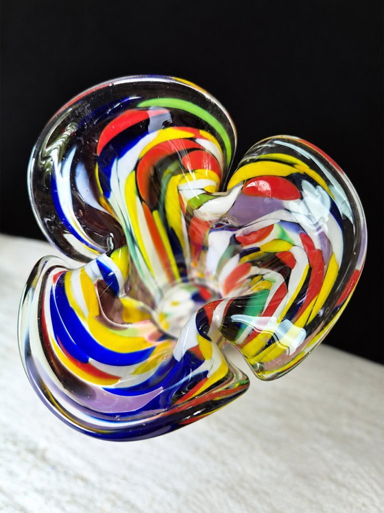 1x Mid-Century Murano-stijl Spatter Glass Vaas – Jaren 60/70 – 26 cm – Glaskunst (photo 2 of 11)