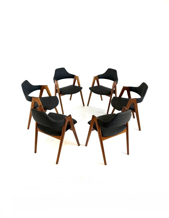 Image 1 of 6x chaise 'Compass' restaurée, Kai Kristiansen '60