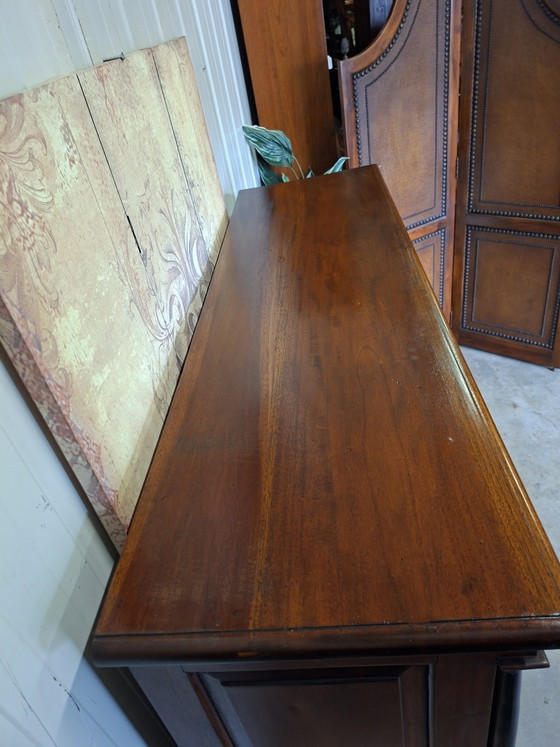 Ancienne commode, armoire d'apothicaire, classeur, style Empire, patinée avec soin. Dimensions : 148 x 45 cm, (photo 7 of 7)