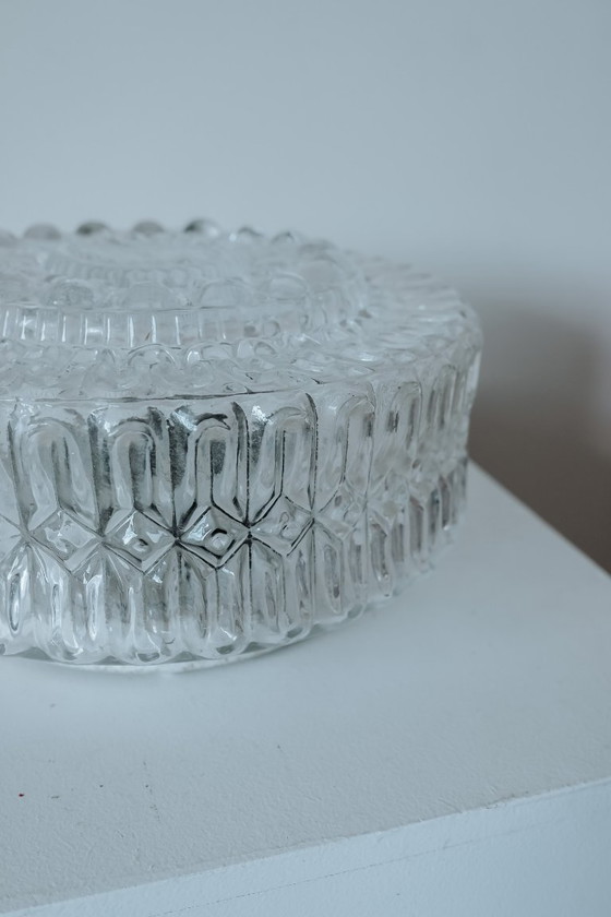 Image 1 of Vintage plafondlamp rond bubbelglas, jaren 70