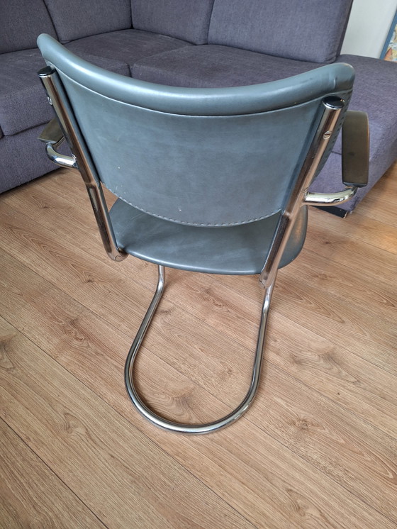 Image 1 of Sedia con struttura tubolare cromata e pelle Wit 3011