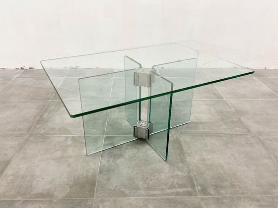Image 1 of Vintage glazen salontafel toegeschreven aan Peter Ghyczy, 1970