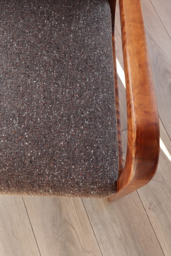 Image 1 of Mid-century fauteuil met cacao tweed bekleding, 1960, Polen