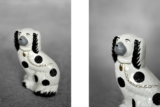 Vintage Staffordshire Ceramic Spaniel Mantle Dog Fireplace Figurine, England, 1950s