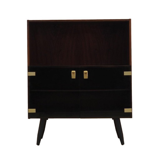 Danish Display Cabinet in Contrasting Veneer with Glass Doors and Black Tapered Legs, 1970s – boekenkasten, Wood