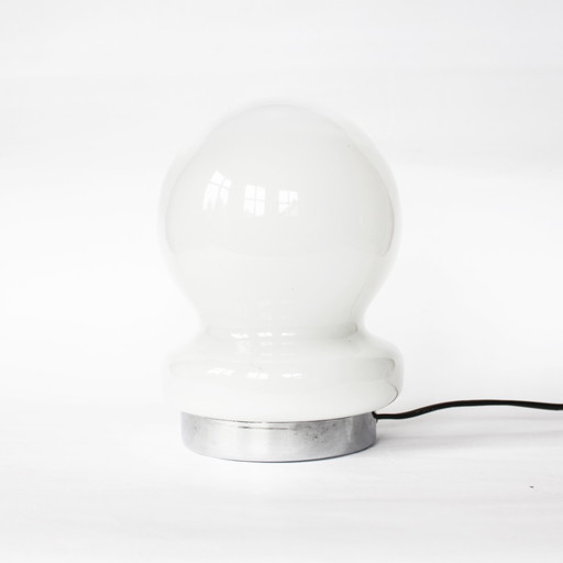 Vintage Italian Glass Chrome Mushroom Lamp