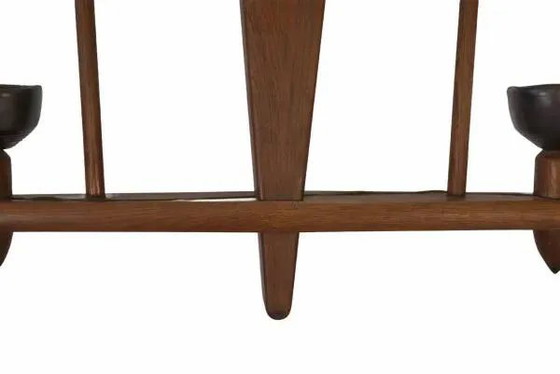 Lampadario in rovere di Guillerme e Chambron e ceramica di Danikowski anni '50 – Guillerme & Chambron, Legno (photo 8 of 11)