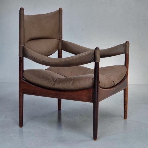 Anni '70, design danese di Kristian Vedel, Poltrona a schienale alto modello "Modus". – fauteuils, Leather