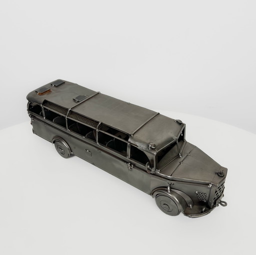 American metal bus from Mercedes as a decorative object