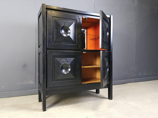 Black brutalist bar cabinet, 1970s