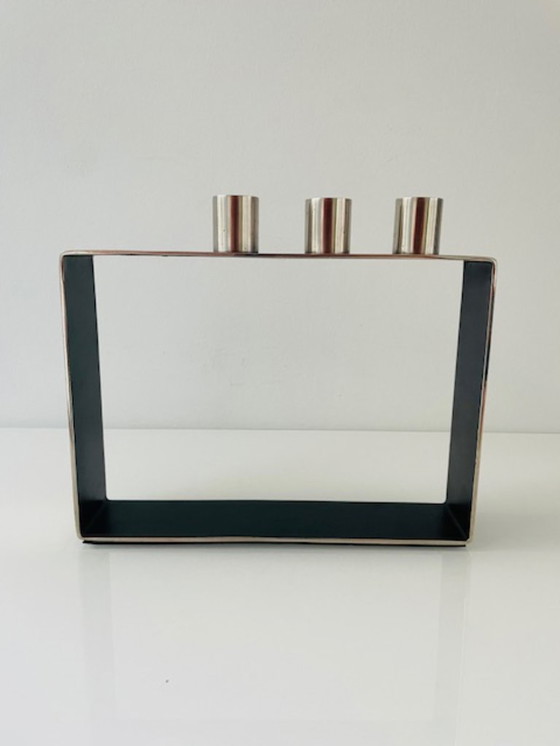 Image 1 of Moderno candeliere in acciaio inox per 3 candele da cena