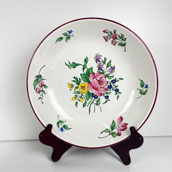 Set of 6 bowl-shaped plates, Réverbère model by KG Lunéville, tulip & rose pattern – KG Luneville, Crockery (photo 3 of 8)