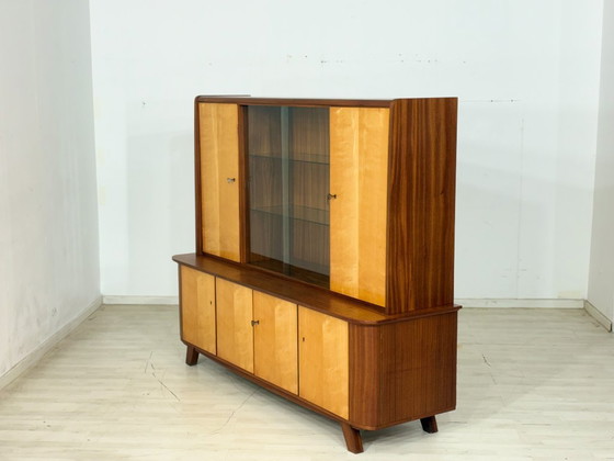 Image 1 of Prachtige vintage hoge kast / barkast / dressoir / vitrinekast