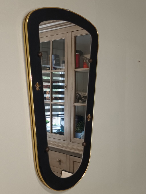Specchio vintage asimmetrico nero e oro