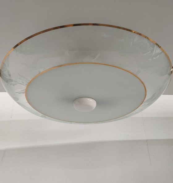 Image 1 of Large vintage 1960s/70s glass ceiling light.