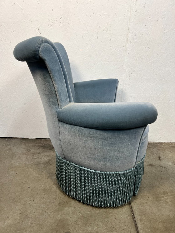 Image 1 of Poltrona da cocktail vintage, Francia anni '60, velluto blu
