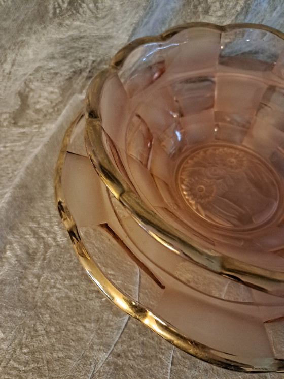 Image 1 of Roze persglas jaren 30 schalen set