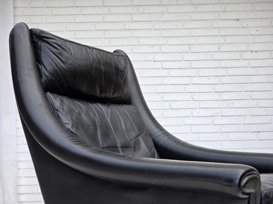 Image 1 of Dänischer Hochlehner-Sessel von Aage Christensen aus den 1960er Jahren, Möbelleder.