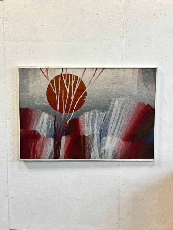 Image 1 of Artwork, Painting, Setting Sun, Painted On Jute, 1980's