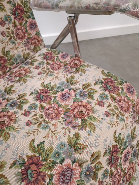 New 70s Italian adjustable and foldable garden lounger with flowers – Garden chairs, Textile (photo 11 of 12)