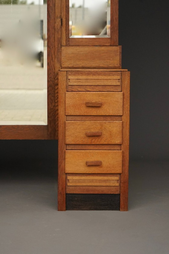 Image 1 of Haagse School Art Deco Dressing Table in oak. 1930s