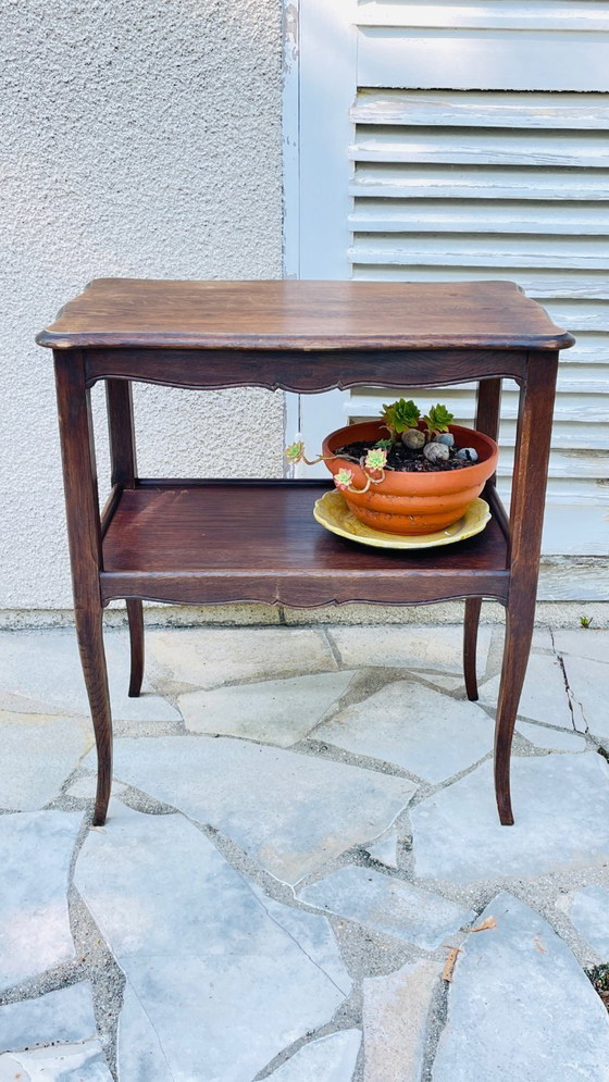 Image 1 of DESSERTE Mensola in legno massello e gambe curve VINTAGE