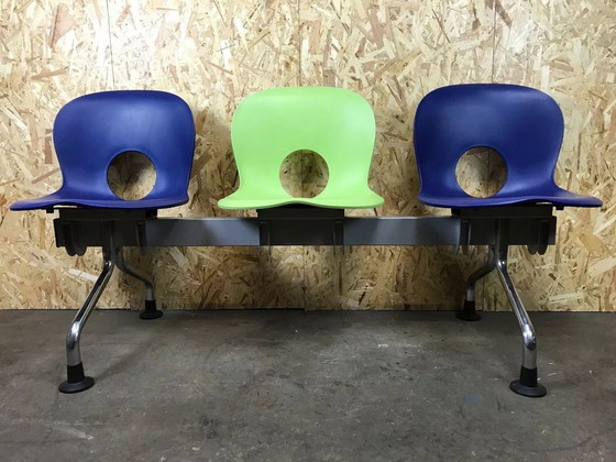 Image 1 of Banc 3 places Paul Barbieri Oliva Rexite 3 places Chaise Banc d'attente Chrome Italy