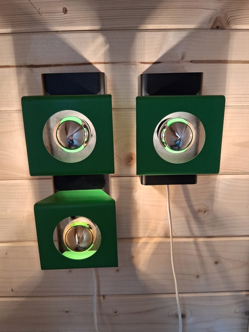 Vintage 70s space age wall lamps mirror head lamps Dutch Design