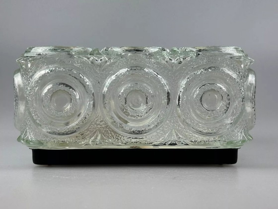 Image 1 of Lampada da soffitto anni &#39;60-&#39;70 Glashütte Limburg Germania Plafoniere in vetro e metallo