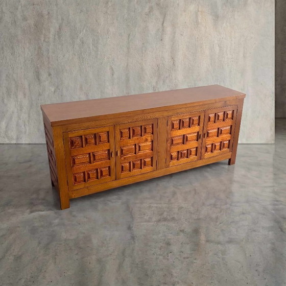 Credenza brutalista in rovere francese, anni '70 – Credenze, Wood (photo 6 of 6)