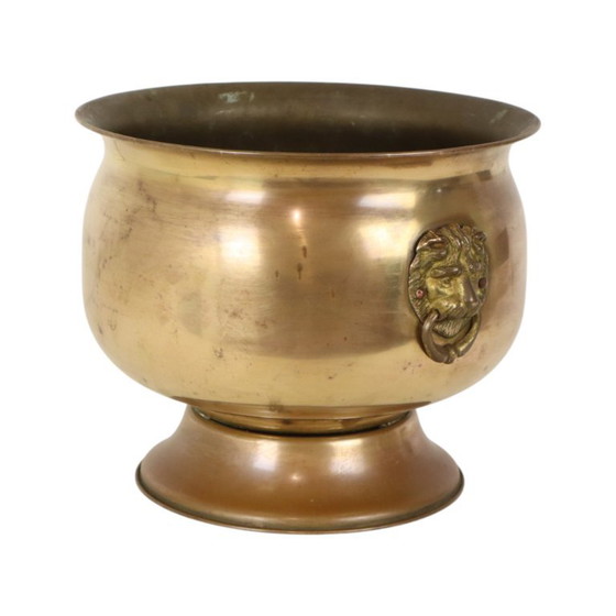 Oude Jardinière Bloempot Messing Leeuwenkopjes Begin 20ste – Plantenbak, Brass (photo 5 of 15)