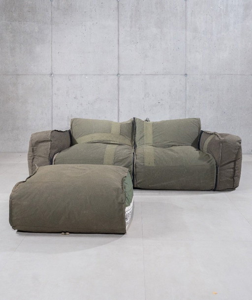 Divano a sacco da esterno a 2 posti + pouf